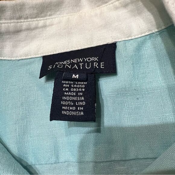 Vintage Jones New York Linen Pastel Blue Button-down Shirt size medium - Picture 7 of 7